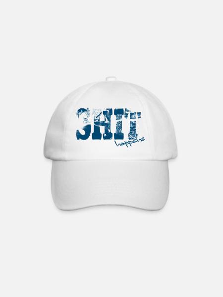 Shit Happens Distressed Print - Baseballkappe - Weiß/Weiß