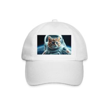 Katzenastronaut im Orbit - Baseballkappe - Weiß/Weiß - Vorne
