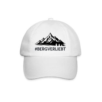 Bergverliebt mit Hashtag Bergige Landschaft Berge  - Baseballkappe - Weiß/Weiß - Vorne