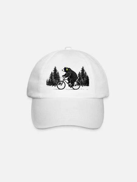 Radelnder Bär - Baseballkappe - Weiß/Weiß