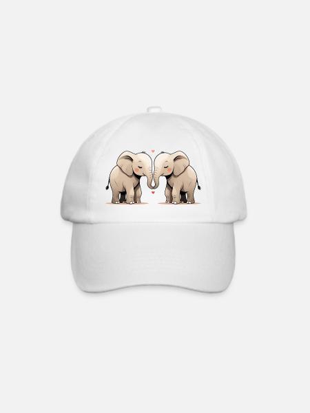 Elefantenherz Trunkfreundschaft - Baseballkappe - Weiß/Weiß