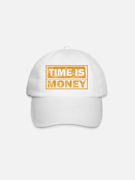 Zeit ist Geld – notlose Orange - Baseballkappe - Weiß/Weiß