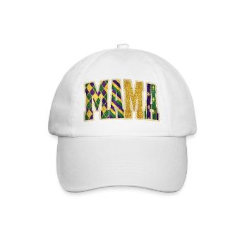 MAMA Mardi Gras Glitzerbuchstaben - Baseballkappe - Weiß/Weiß - Vorne