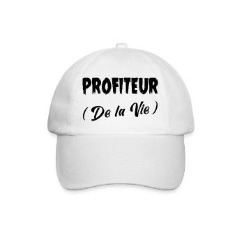 PROFITEUR (DES LEBENS)! (schwarz) - Baseballkappe - Weiß/Weiß - Vorne