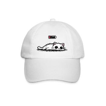 Battery low – Süße Katze Minimal Statement - Baseballkappe - Weiß/Weiß - Vorne