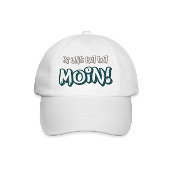 Moin! Norddeutscher Gruß mit Humor - Baseballkappe - Weiß/Weiß - Vorne