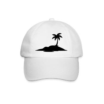 Tropen Insel mit Palme Silhouette - Baseballkappe - Weiß/Weiß - Vorne