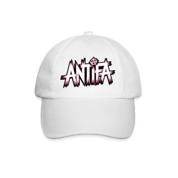 Antifa – Antifaschistisches Merch - Baseballkappe - Weiß/Weiß - Vorne