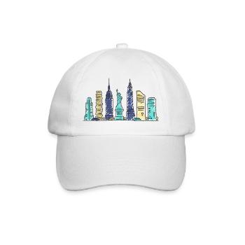 New York City Skyline Empir State Moderne Kunst - Baseballkappe - Weiß/Weiß - Vorne