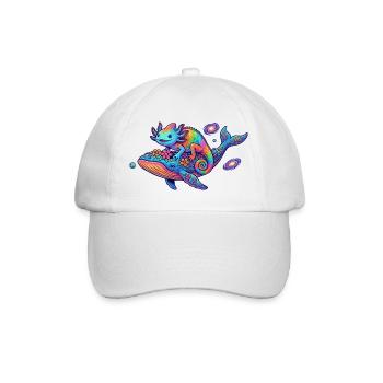 Neon Kosmos Chamäleon Wal cooles Fantasy Fun Motiv - Baseballkappe - Weiß/Weiß - Vorne