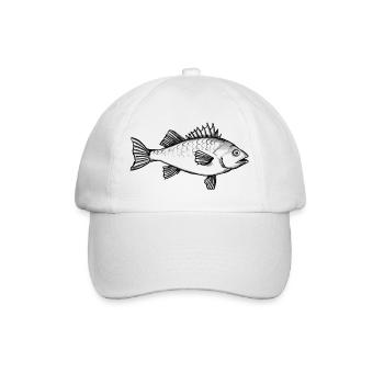 Rotbarsch Angler Fisch - Illustration - Baseballkappe - Weiß/Weiß - Vorne