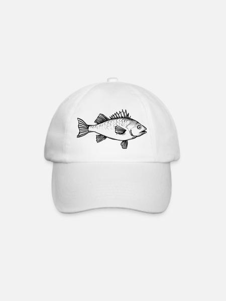 Rotbarsch Angler Fisch - Illustration - Baseballkappe - Weiß/Weiß