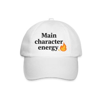 Main Character Energy mit Flamme - Baseballkappe - Weiß/Weiß - Vorne