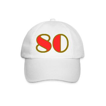 80. 80 JAHRE. 80. JUBILÄUM. 80-JAHRES-JUBILÄUM. - Baseballkappe - Weiß/Weiß - Vorne