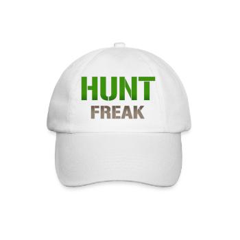Hunt Freak Green Ball Typografie - Baseballkappe - Weiß/Weiß - Vorne