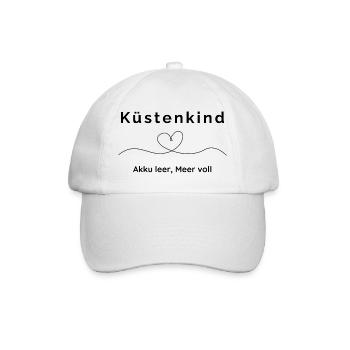 Elegantes Linienherz - Küstenkind  - Baseballkappe - Weiß/Weiß - Vorne