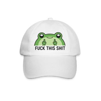 Frecher Frosch FingerGehabe Fuck this shit - Baseballkappe - Weiß/Weiß - Vorne