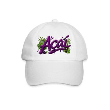 Açai Beeren Schriftzug Design   - Baseballkappe - Weiß/Weiß - Vorne