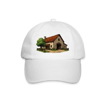 Ländliches Bauernhaus Illustration - Baseballkappe - Weiß/Weiß - Vorne