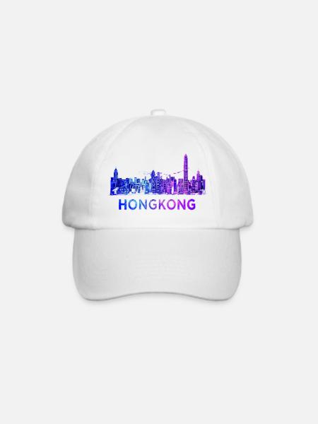 Hongkong Skyline - Baseballkappe - Weiß/Weiß
