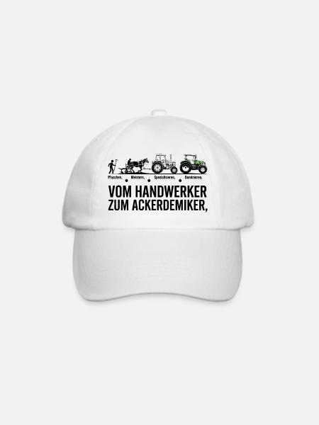Grüner Traktor Silhouette - Baseballkappe - Weiß/Weiß
