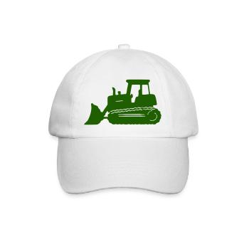 Grüne Bulldozer Silhouette - Baseballkappe - Weiß/Weiß - Vorne