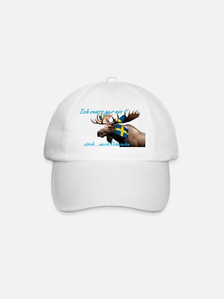Nordic Moose mit Schwedenflagge - Baseballkappe - Weiß/Weiß