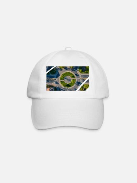 Luftbild Rundkreis Grün Akzente - Baseballkappe - Weiß/Weiß