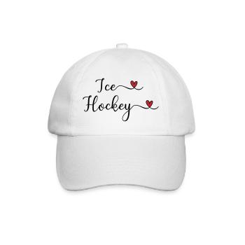 Eishockey Schriftzug mit Herz - Baseballkappe - Weiß/Weiß - Vorne