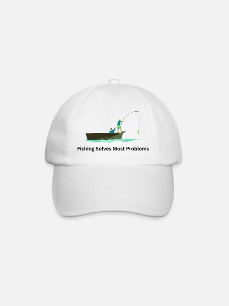 Fishing Solves Most Problems – Angler - Baseballkappe - Weiß/Weiß
