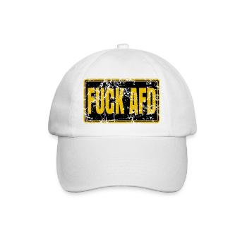 FUCK AFD – Rebellische Streetwear - Baseballkappe - Weiß/Weiß - Vorne