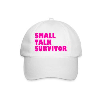 Small Talk Survivor Bürohumor - Baseballkappe - Weiß/Weiß - Vorne
