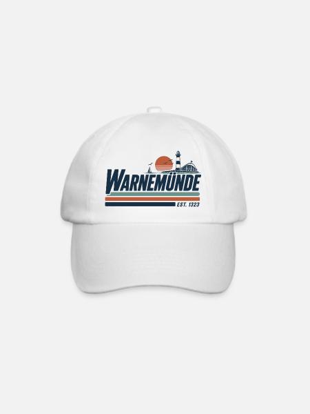 Warnemuende Hafen Silhouette - Baseballkappe - Weiß/Weiß