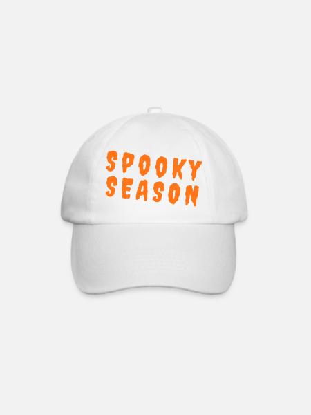 Spooky Season – Pumpkin Orange Typography - Baseballkappe - Weiß/Weiß