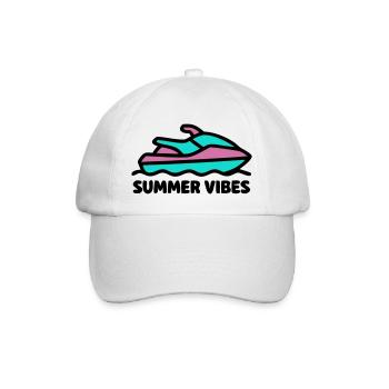 Jetski Summer Vibes Logo - Baseballkappe - Weiß/Weiß - Vorne