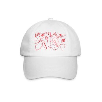 Rotes Liniengeflecht - Baseballkappe - Weiß/Weiß - Vorne