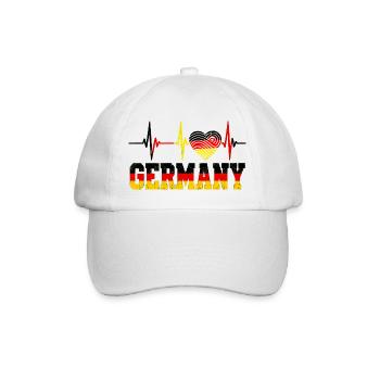 Deutschland Herzschlag - Baseballkappe - Weiß/Weiß - Vorne