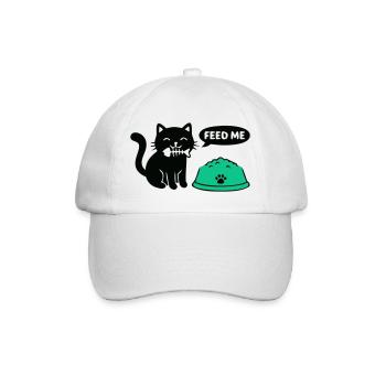 Hungrige Katze Futternapf Grafik - Baseballkappe - Weiß/Weiß - Vorne
