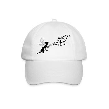 Schmetterlingdesign Pusteblumen Wiese Herzen Feen - Baseballkappe - Weiß/Weiß - Vorne