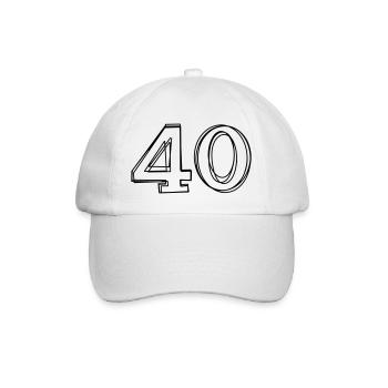 Zahl 40 handgezeichnet - Baseballkappe - Weiß/Weiß - Vorne
