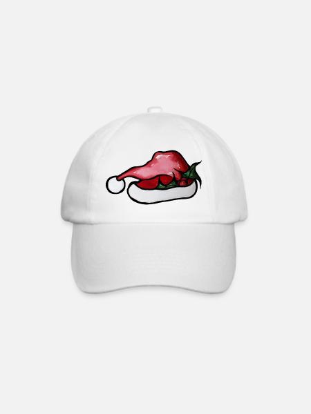 Crimson Lip Weihnachtsmannhut-Kunstwerk - Baseballkappe - Weiß/Weiß