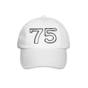 Zahl 75 handgezeichnet - Baseballkappe - Weiß/Weiß - Vorne