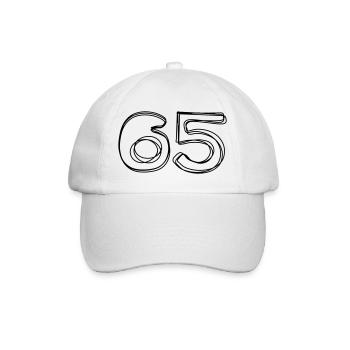 Zahl 65 handgezeichnet - Baseballkappe - Weiß/Weiß - Vorne