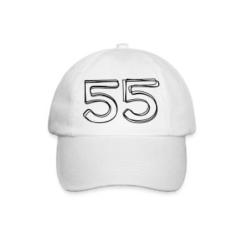Zahl 55 handgezeichnet - Baseballkappe - Weiß/Weiß - Vorne