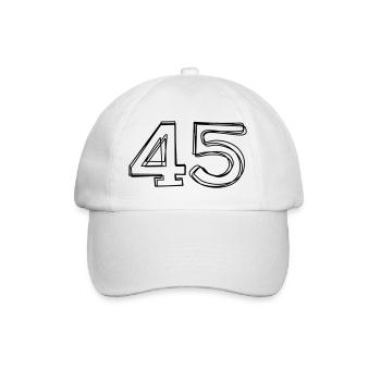 Zahl 45 handgezeichnet - Baseballkappe - Weiß/Weiß - Vorne
