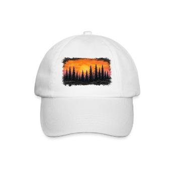 Sonnenuntergang Waldsilhouette - Baseballkappe - Weiß/Weiß - Vorne