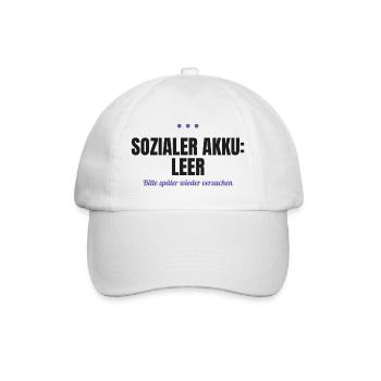 Sozialer Akku leer – bitte später versuchen - Baseballkappe - Weiß/Weiß - Vorne