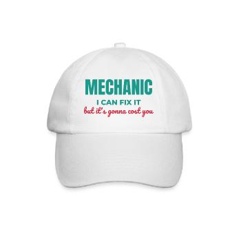Mechaniker, ich kann es teuer reparieren. - Baseballkappe - Weiß/Weiß - Vorne