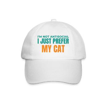 Katzenliebhaber Antisoziales T-Shirt - Baseballkappe - Weiß/Weiß - Vorne
