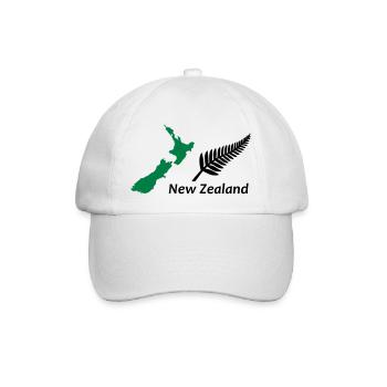 New Zealand - Map & Fern - Baseballkappe - Weiß/Weiß - Vorne